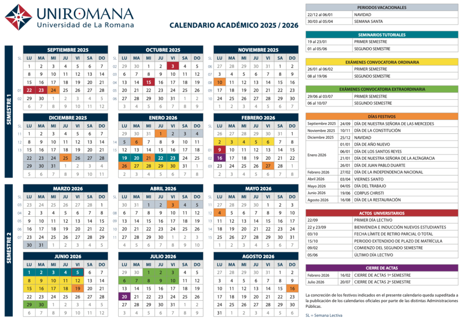 calendario académico 2026