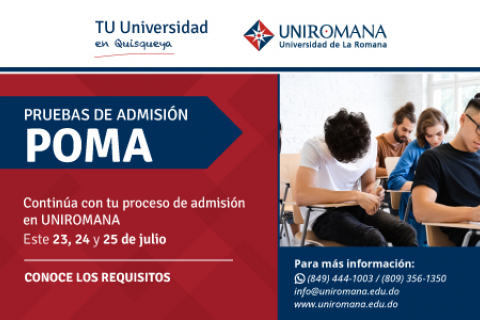 UNIROMANA invita a realizar la Prueba de Orientación y Medición Académica (POMA)